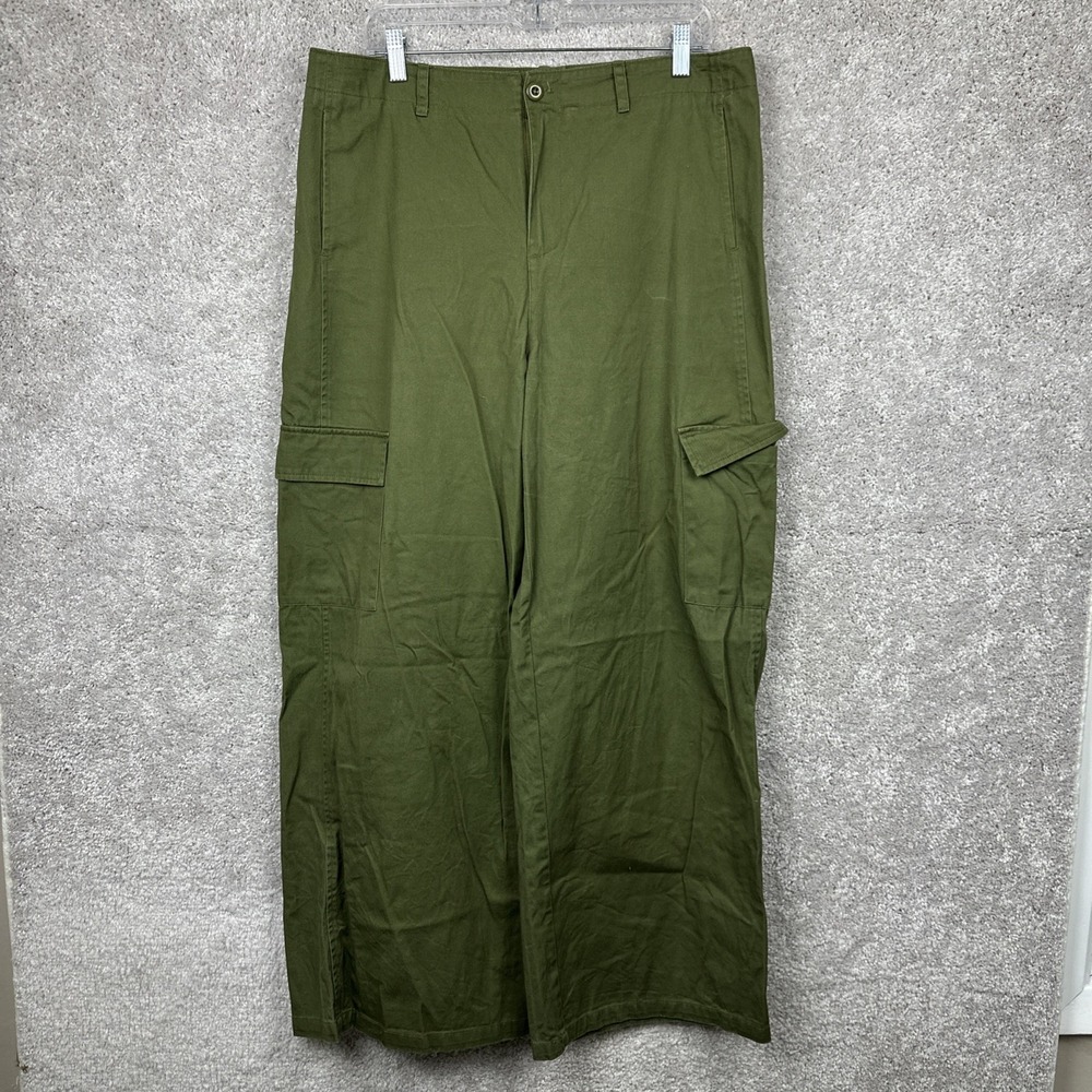 Caara Women's Green Cargo Wide Leg Pants‎ Size 12
